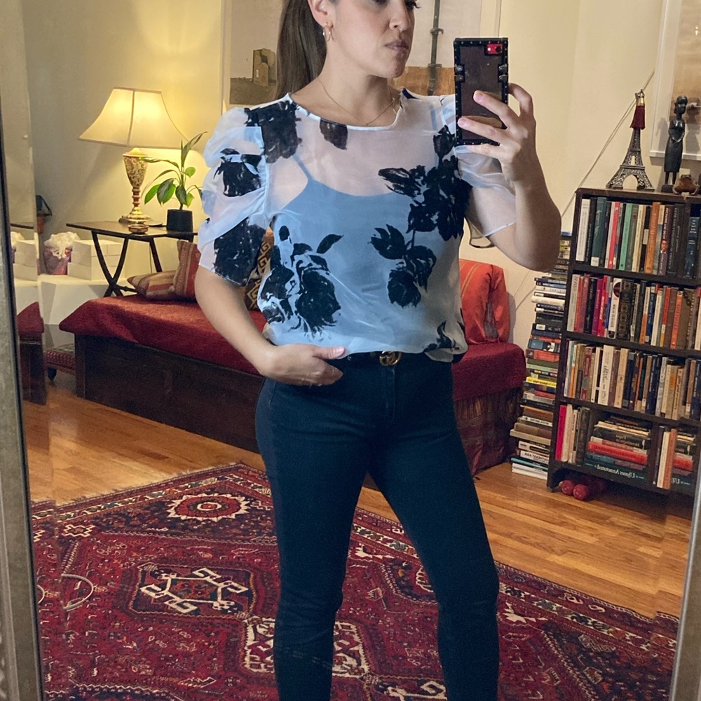 Amanda Uprichard 🖤🤍organza blouse. Size Small. Gently worn. Cami not included.